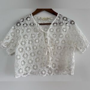 Maeve by Anthropologie White Floral Lace Blouse OS NWOT